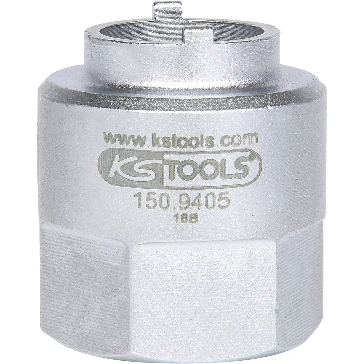 Silbernes Werkzeugteil mit KS TOOLS Logo und Schriftzug.